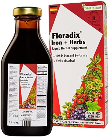 Floradix, Iron & Herbs Vegetarian Liquid Supplement for Energy Support, 8.5 Oz