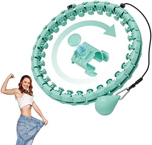 GOBEES Weighted Fitness Hoop Plus Size for Adults, Smart Exercise Hoop for Women Weight Loss, 2 in 1 Adjustable Circular Massage with 28 Detachable Knots Fitness Equipment