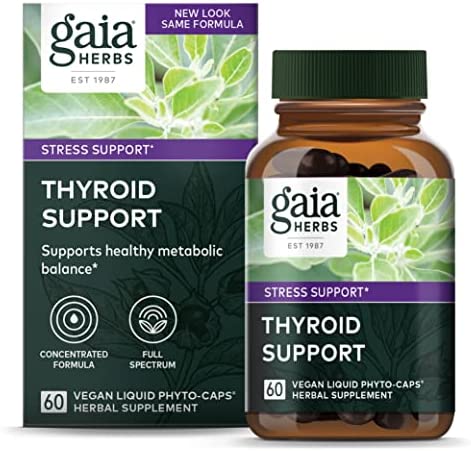 Gaia Herbs Thyroid Support - Made with Ashwagandha, Kelp, Brown Seaweed, and Schisandra to Support Healthy Metabolic Balance and Overall Well-Being - 60 Vegan Liquid Phyto-Capsules (20-Day Supply)