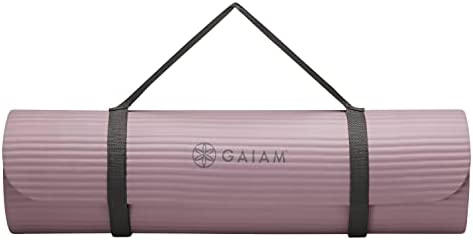 Gaiam Extra-Thick Yoga Fitness Mat and Exercise Mat with Non-Slip Texture and Easy Carry Strap