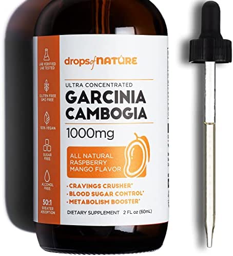 Garcinia Cambogia - Appetite Suppressant for Weight Loss - Stronger Than Pills & Capsules (60% HCA) 4X Ultra Concentrated Liquid Supplement - Carb Blocker - 2 fl. oz. Natural Raspberry Mango