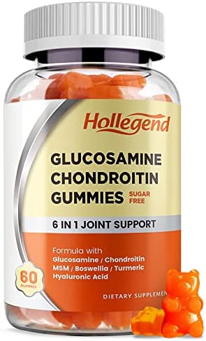 Glucosamine Chondroitin Gummies Sugar Free, Joint Support Gummies Supplements for Adults Men & Women, 1500mg Glucosamine Chewables with MSM Turmeric, 60 Count