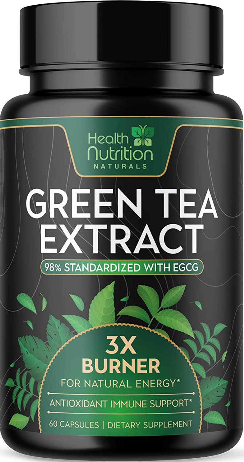 Green Tea Extract Fat Burner Weight Loss Supplement with ECGC & Green Coffee Bean - Natural Weight Loss & Energy, Thermogenic Support, & Heart Health with Antioxidants - 60 Capsules