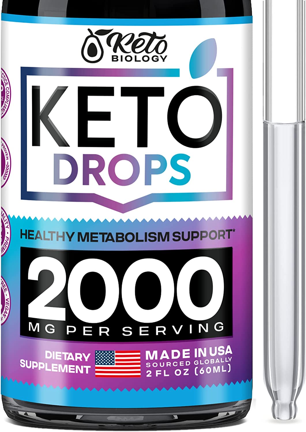 Keto Diet Drops with BHB Exogenous Ketones - Made in USA - Fat Burner & Appetite Suppressant - Natural Keto Liquid - Keto Weight Loss