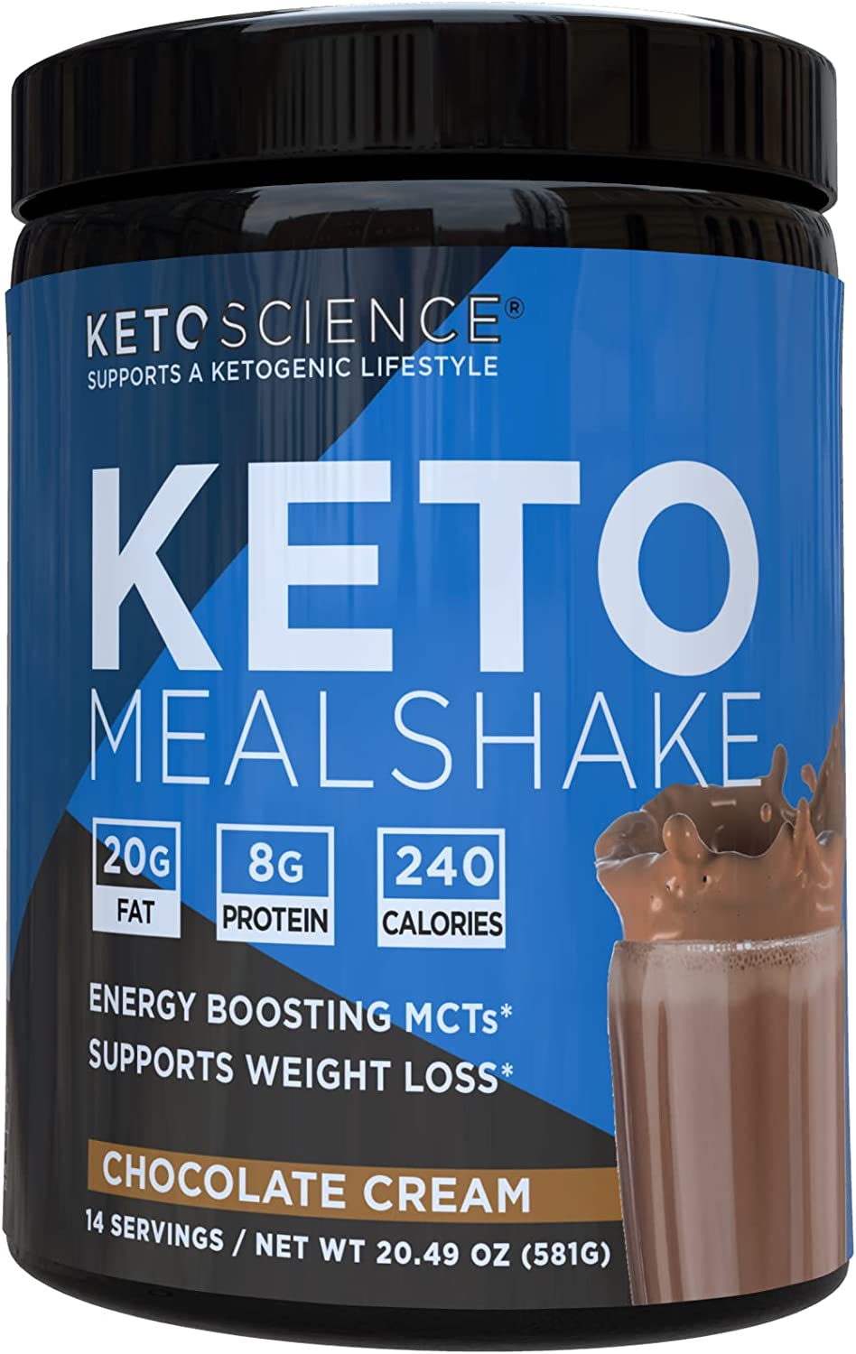 Keto Science Ketogenic Meal Shake Chocolate Dietary Supplement, Rich in MCTs and Protein, Keto and Paleo Friendly, Weight Loss, (14 servings), 20.7 Oz Packaging May Vary