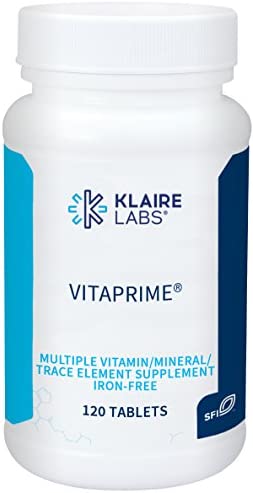 Klaire Labs Vitaprime - Multivitamin & Mineral with B Vitamins, Folate, Antioxidants & Vitamin E - Nutrients to Help Support Energy - Twice Daily, Iron-Free Multivitamin (120 Tablets)