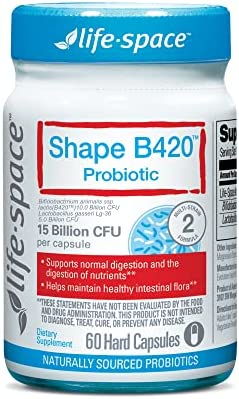 Life-Space Shape B420™ Probiotics, Clinically Studied Strains, Supplement for Women and Men, Supports Digestive Health and Metabolic Rate, 2-Month Serving - 60 Vegetarian Capsules