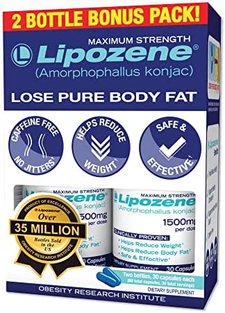 Lipozene Diet Pills - Weight Loss Supplement - Appetite Control - Two Bottles of 30 Capsules, 60 Capsules Total – No Stimulants