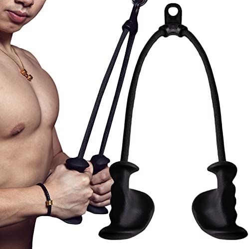 M MANUEKLEAR Ergonomic Triceps Rope Pull Down Attachment, Tricep Rope Cable Attachment Non Slip Fitness Cable Machine with Natural Rubber Grip Gym Accessories for Men Women- 36" Rope Length