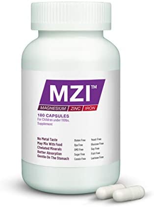 MZI™ Kids Under 110lbs - 3 Month Supply (180 Capsules) - Magnesium, Zinc, and Iron Glycinate Capsules - Brain Ready™ Nutrition