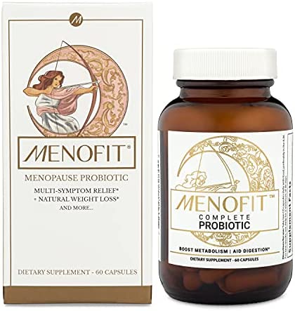 MenoFit - Menopause Supplements for Women - Natural Menopause + Perimenopause Relief for Hot Flashes, Weight Management, Low Energy, Mood, Hormone Support - 60 Herbal Capsules with Probiotics