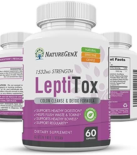 NatureGenX LeptiToX Colon Cleanser & Detox Supplement | for Weight Loss, Gas, Bloating Relief, Remove Toxins, Natural Body Cleanse & Constipation | 60 Capsules