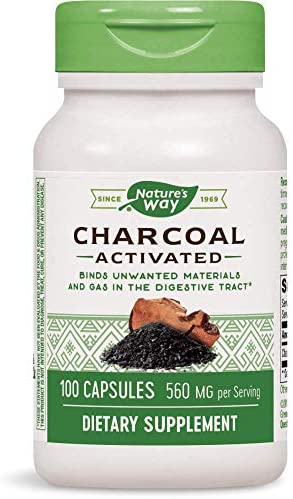 Natures Way Activated Charcoal Intestinal Cleanser Capsule, 260 mg - 100 per Pack - 3 Packs per case.3