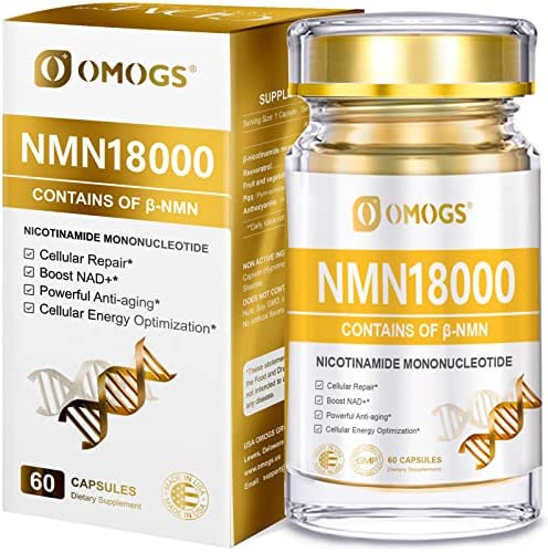 OMOGS NMN 18000, NMN Supplement with Resveratrol,99% High Purity to Boost NAD+ Levels, High Absorption & Stabilized Form for Cellular Optimization,Healthy Aging,Boost Energy