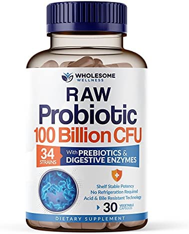 Organic Probiotics 100 Billion CFU, Dr Formulated Probiotics for Women, Probiotics for Men and Adults, Complete Shelf Stable Probiotic Supplement with Prebiotics & Digestive Enzymes; 30 Capsules