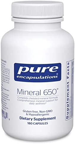 Pure Encapsulations - Mineral 650 - Hypoallergenic Combination of Balanced Chelated-Minerals - 180 Capsules