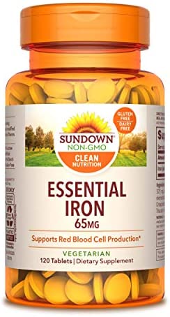 Sundown Iron Ferrous Sulfate 65 mg, 120 Count (Packaging May Vary)