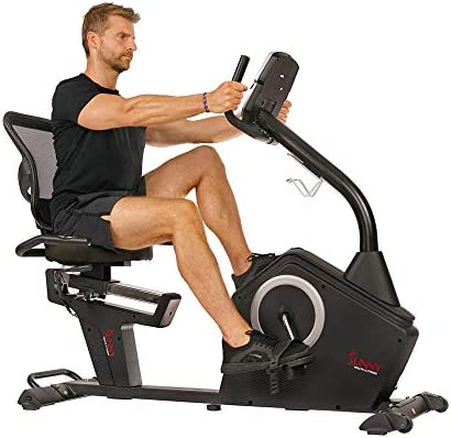 Sunny Health & Fitness Magnetic Resistance Recumbent Bike with Optional Exclusive SunnyFit™ App and Smart Bluetooth Connectivity