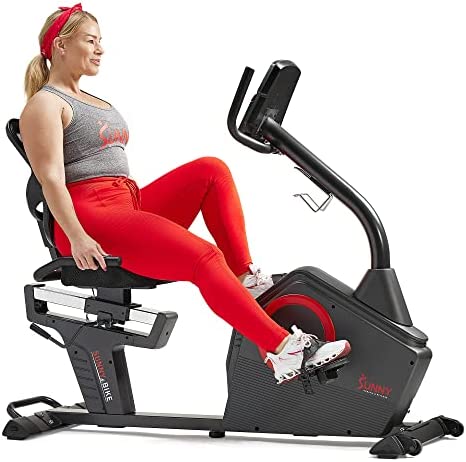 Sunny Health & Fitness Premium Magnetic Resistance Smart Recumbent Bike with Exclusive SunnyFit™ App Enhanced Bluetooth Connectivity - SF-RB4850SMART