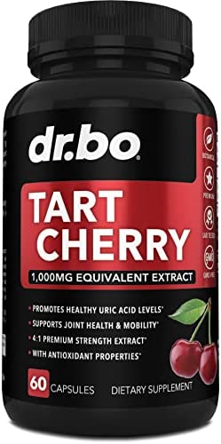 Tart Cherry Extract Capsules Supplement - Purge Uric Acid Cleanse Flush Antioxidant Pills - Support Sleep, Inflammation, Joint Relief - Anthocyanin Supplements Ultra Pure Cherries Vitamins Concentrate