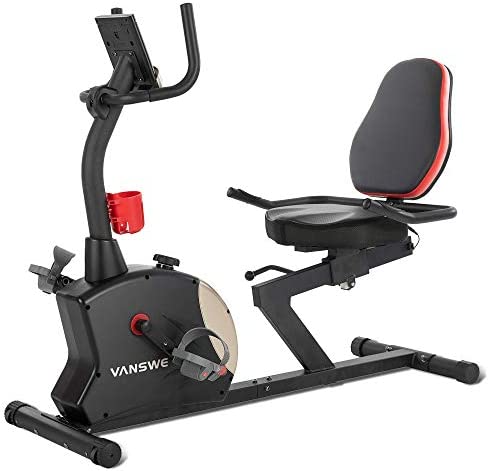 Vanswe Recumbent Exercise Bike for Adults Seniors Home Cardio Workout and Physical Therapy with 400 lbs. Capacity, Magnetic Tension, Water Bottle Holder, Pulse Monitor and Bluetooth Connectivity App