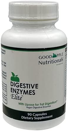 Vegan Digestive Enzymes Elite with Lipase to Support Break Down of Fats - Gas & Bloating Support - Vegetarian, Vegan & Gluten Free | 90 caps | GoodApple Nutritionals