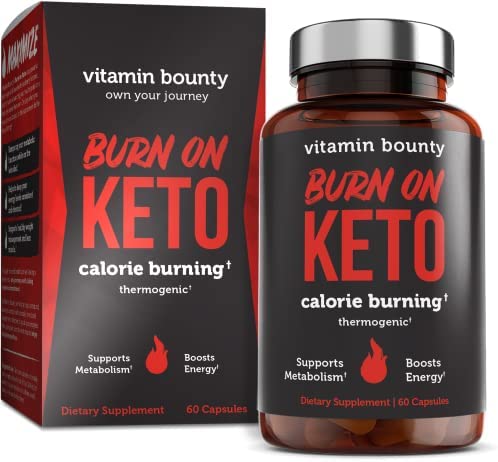 Vitamin Bounty Burn on Keto Pills, Premium Raspberry Ketones, Green Tea & BHB, Promote Ketosis, for Women and Men, Supports Keto Diet, Boosts Energy, and Focus, Non-GMO, 60 Capsules