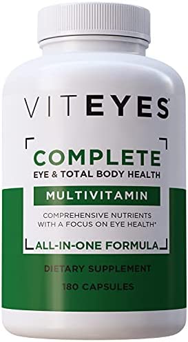 Viteyes Complete Eye & Total Body Health Multivitamin Nutritional Supplement, 180 Capsules, White