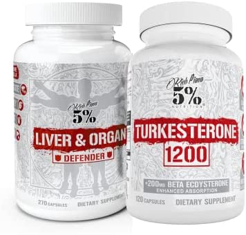 5% Nutrition 2-Stack | Liver & Organ Defender + Turkesterone 1200 | Liver, Kidney, & Heart Support + Ajuga Turkestanica, Ecdysterone, Cyclodextrin, Astragin & Naringin