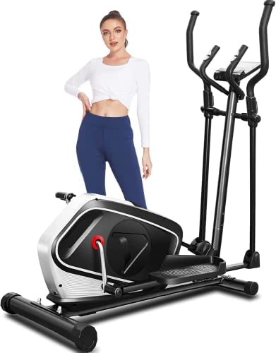 ANCHEER APP Elliptical Machine, Elliptical Trainer with 10/16 Levels of Magnetic Resistence Levels, Enhanced LCD Monitor, Heart Rate Sensor, APP & 390lbs Weight Capacity for Home Gym