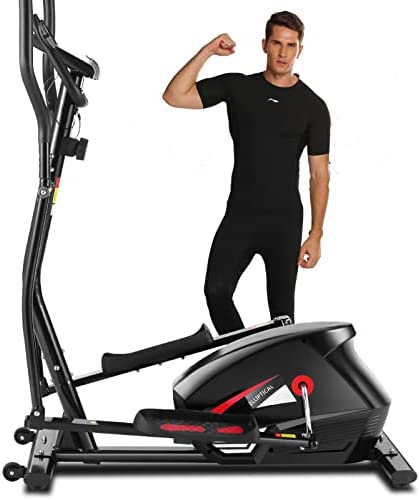 ANCHEER Elliptical Machine, Quiet & Smooth Driven Magnetic Elliptical Cross Trainer Machine with 10 Levels Resistance and 35lb Flywheel, Best Elliptical Exercise Machine for Home Gym Workout