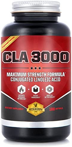 CLA 3000 - CLA Safflower Oil for Metabolism and Weight Loss Management, Maximum Strength Conjugated Linoleic Acid, Stimulant-Free Non-GMO Safflower Cla by Vitamorph Labs - 180 Softgels