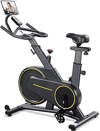 Exercise Bike Stationary Indoor Cycling Bike Upright Fitness Riding Bike w/ iPad Mount LCD Monitor Quiet Belt Drive for Home Gym Workout Cardio Comfortable Seat