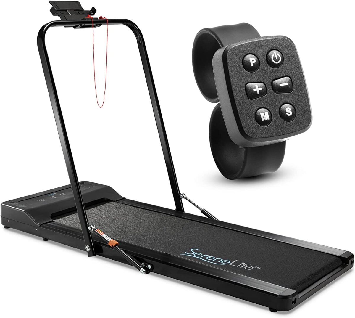 Folding Treadmill Exercise Running Machine - Electric Motorized Running Exercise Equipment w/ 16 Pre-Set Program, Manual Incline, Bluetooth Music Support - Home Gym/Office - SereneLife SLFTRD80