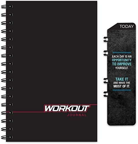 Global Printed Products Workout Fitness Journal Nutrition Planners: Clip-in Bookmark, Sturdy Binding, Thick Pages & Laminated Protective Cover (Black)