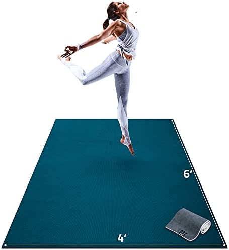 Gorilla Mats Premium Large Yoga Mat – 6' x 4' x 8mm Extra Thick & Ultra Comfortable, Non-Toxic, Non-Slip Barefoot Exercise Mat – Works Great on Any Floor for Stretching, Cardio or Home Workouts