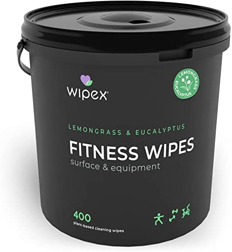 Gym Wipes by Wipex – Natural Surface Cleaning with Lemongrass & Eucalyptus for Home, Yoga Mats, Peloton Bike & Fitness Equipment, 400ct Bucket