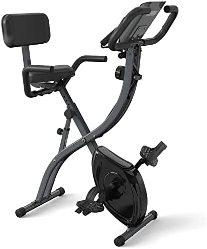 Indoor Stationary Folding Exercise Bike,the fitness machine with Resistance Belt, backrest and Digital Monitor,essential exercise equipment for Home gym workout use