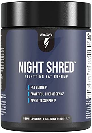 Inno Supps Night Shred - Night Time Fat Burner and Natural Sleep Support - Appetite Suppressant and Weight Loss Support (60 Vegetarian Capsules)