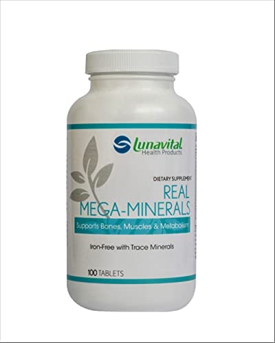 Lunavital Real Mega-Minerals, Supports Bones, Muscles & Metabolism (Iron Free) (100 Tablets)