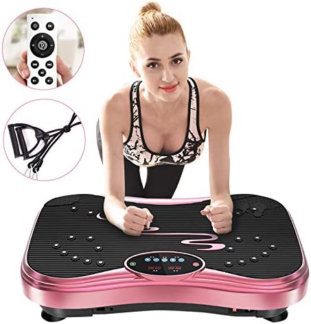 NIMTO Vibration Plate Exercise Machine Whole Body Workout Vibration Fitness Platform for Home Fitness & Weight Loss + Remote + Loop Resistance Bands, 999 Levels