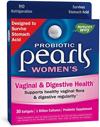 Nature's Way Probiotic Pearls for Women, Vaginal and Digestive Health Support*, Protects Against Occasional Constipation and Bloating*, 30 Softgels