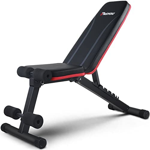 PASYOU Adjustable Weight Bench Full Body Workout Multi-Purpose Foldable Incline Decline Exercise Workout Bench for Home Gym