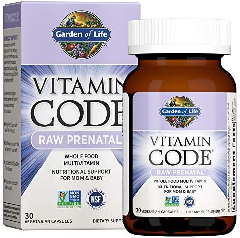 Prenatal Multivitamin for Women from Whole Foods with Biotin, Iron & Folate not Folic Acid, Probiotics for Immune Support - Vitamin Code Raw by Garden of Life - Pregnancy Must Haves - 30 Capsules