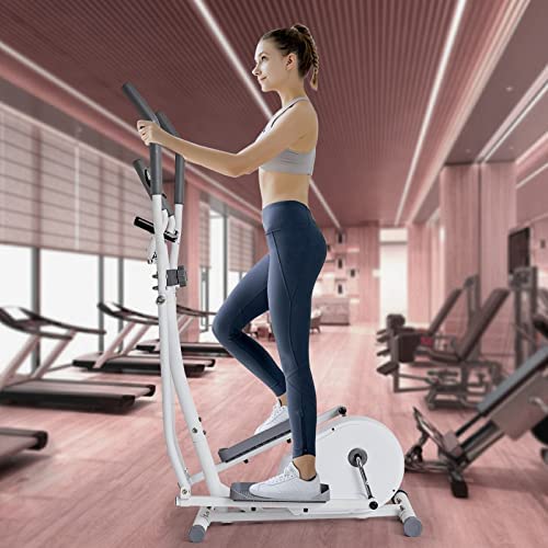 Regretfully Hyper Quiet Elliptical Machine for Home Use, Eliptical Exercise Machine for Indoor Workout, Magnetic Elliptical Trainer with LCD Monitor and Sensors Skydiving Equipment (White, 1203)