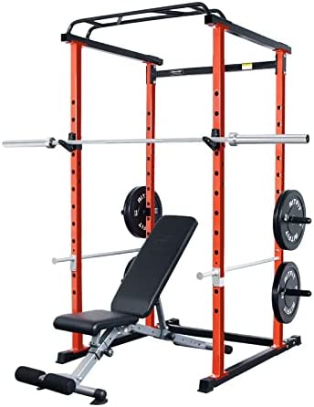 RitFit PC-410 Power Cage 1000LB Capacity and Packages with Optional Basic Power Rack, Weight Bench, Barbell Set with Olympic Barbell, DIY LAT Pull Down Pulley System, for Garage & Home Gym