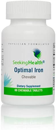 Seeking Health Optimal Iron Chewable, Iron Supplements with Vitamin C, Easy to Digest, Efficient Iron Absorption, Supports Healthy Blood and Muscle Development, 60 Chewable Vegetarian Tablets