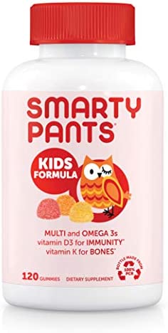 SmartyPants Kids Formula Daily Gummy Multivitamin: Vitamin C, D3, and Zinc for Immunity, Gluten Free, Omega 3 Fish Oil (DHA/EPA), Vitamin B6, B12, 120 Count (30 Day Supply)