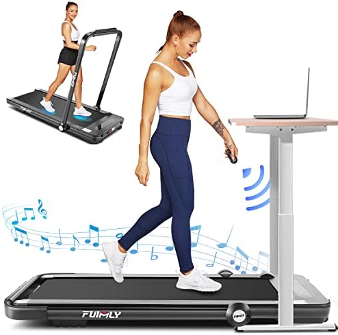 Treadmills for Home,Under Desk Folding Treadmill,2-in-1 Running,Walking & Jogging Portable Running Machine with Bluetooth Speaker & Remote Control,5 Modes & 12 Programs,No Assembly Required