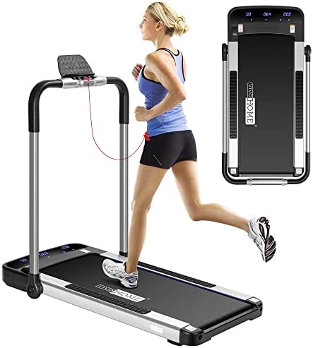 VIVOHOME 2 in 1 Under Desk Electric Folding Treadmill 2.25HP with APP, Watch Remote Control, LED Display and 12 Preset Programs Portable Workout Running Jogging Walking Machine for Home Office